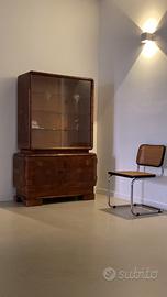 Mobile vetrina Art Déco anni ’30 in radica / noce