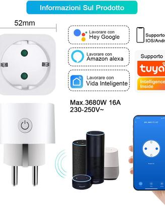 Presa Intelligente WiFi Google Home/Amazon/Alexa