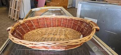 Cesto in vimini con manico in legno nuovo