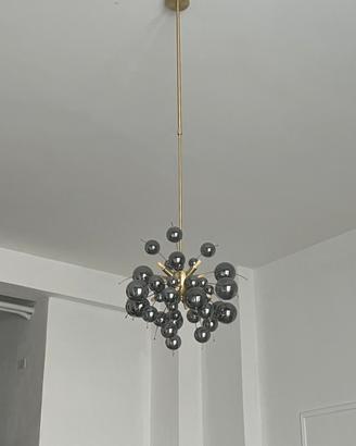 Lampadario design moderno a sfere in vetro fumé