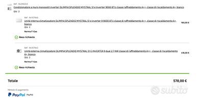 COPPIA CLIMATIZZATORI CALDO/FREDDO NUOVI