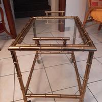 Carrello bar con vassoio in ottone/vetro