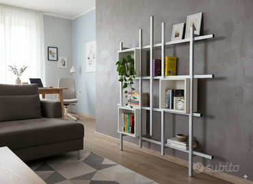 Libreria Moderna alluminio studio design parete