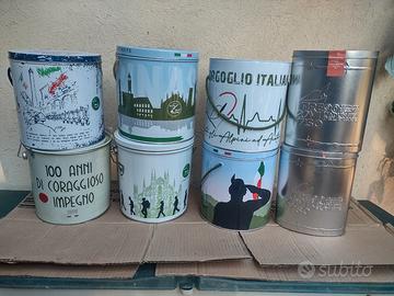 secchielli di latta da collezione panettone ALPNI 
