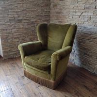 Coppia poltrone legno tessuto anni 50’  vintage