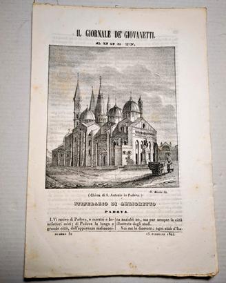 1844 Napoli GIORNALE DE' GIOVANETTI Sant' Antonio 