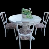 set tavolo tondo e n.6 sedie  stile shabby chic 