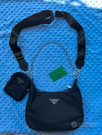 Borsa a tracolla/a spalla nera e argento da donna