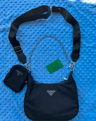 Borsa a tracolla/a spalla nera e argento da donna