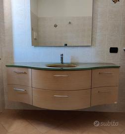 Lavabo con top in vetro verde