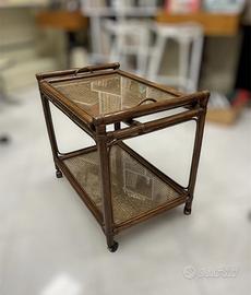 Tavolino Carrello Bar In Bambù Paglia di Vienna