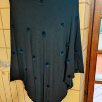 Poncho blu “Minority”con inserti pelliccia. T.U.