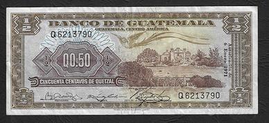 Guatemala -  banconota circolata da 1/2 Quetzal P-