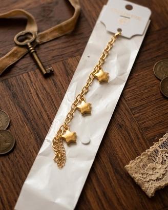Bracciale donna catena stelle colore oro acciaio