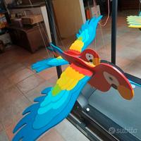 Set pappagalli in legno per arredamento cameretta