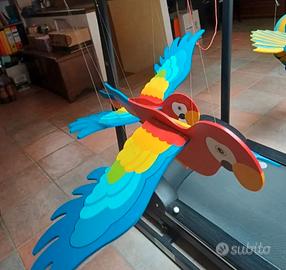 Set pappagalli in legno per arredamento cameretta