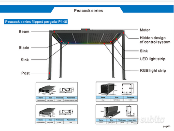 pergola bioclimatica 4x4 mt, con motore,led e app.