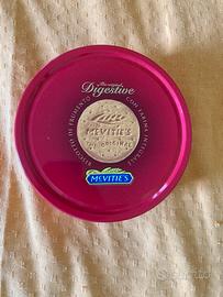 Scatola tonda biscotti metallo rosso mc vities