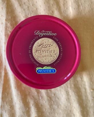 Scatola tonda biscotti metallo rosso mc vities