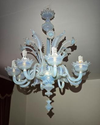 Set 3 Lampadari in Vetro di Murano Azzurro