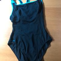 Costume intero da piscina ner-azzurro Kalenji TG M