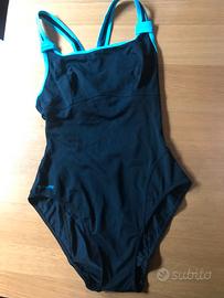 Costume intero da piscina ner-azzurro Kalenji TG M