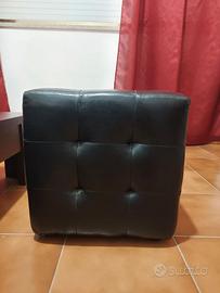 Pouf cubo nero in ecopelle capitonné