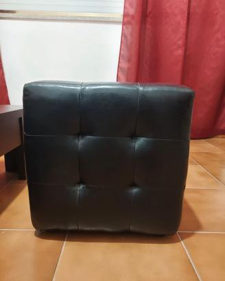 Pouf cubo nero in ecopelle capitonné