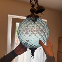 Lampadario sfera vetro azzurro