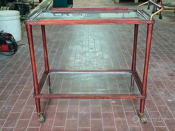 Carrello Porta Liquori in Legno e Vetro su Ruote