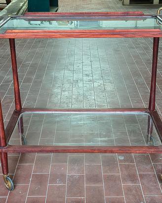 Carrello Porta Liquori in Legno e Vetro su Ruote