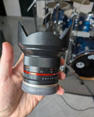 Obiettivo Samyang e-mount 12 mm F2 - made in korea
