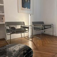KNOLL coppia di WASSILY in cuoio grigio