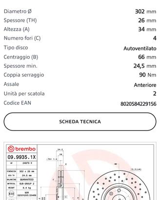 Dischi Brembo Xtra + ferodi con solo 2600 km