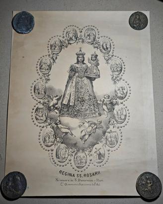 1891 Litografia Madonna Rosario San Domenico Bari