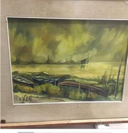 Romano Vitali olio su tela pittore Ferrarese