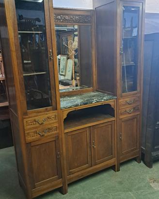 vetrina credenza liberty in noce