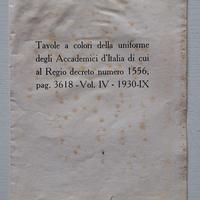 Tavole Uniforme Accademici d'Italia 1930 - RARE