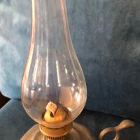 Lampada ad olio in vetro base in peltro - anni ‘50