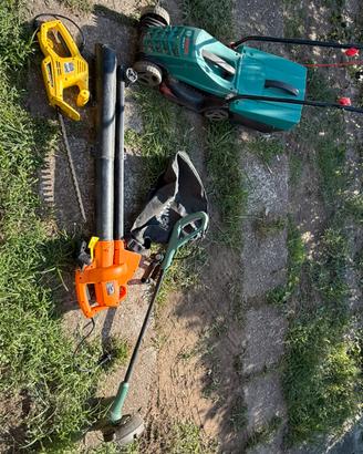 Kit: tagliaerba bordatrice tagliasiepi aspiratore