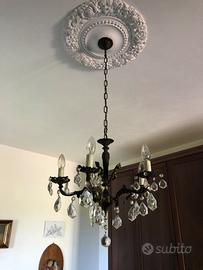 Lampadario ferro battuto vetro