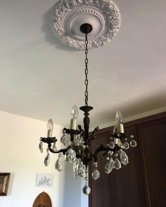 Lampadario ferro battuto vetro