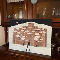 Olio su tavola Paesaggio Naif 3
