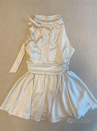 Vestito corto bianco con collo a giro