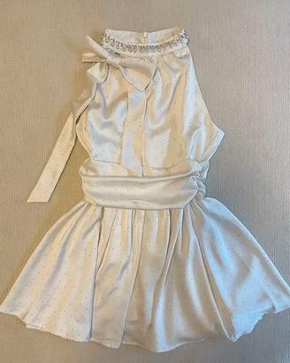 Vestito corto bianco con collo a giro