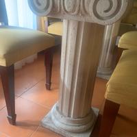 Tavolo in cristallo colonne travertino artigianali