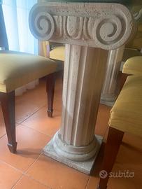 Tavolo in cristallo colonne travertino artigianali