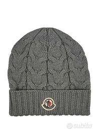 MONCLER Berretta cuffia zuccotto in lana grigio