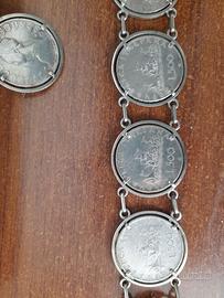 Bracciale in argento con monete