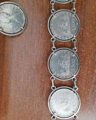 Bracciale in argento con monete